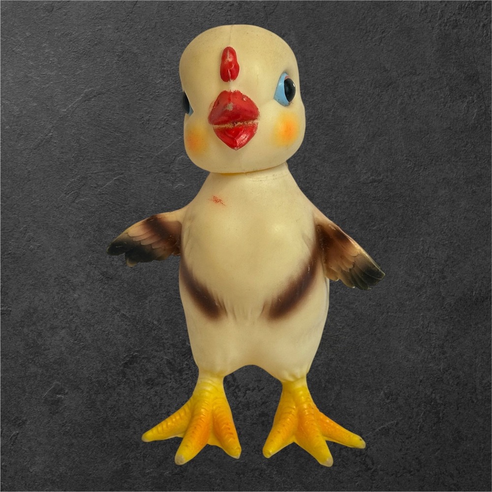 SL Rubber‎ Chick Toy 6" Yellow Japan Vintage Swivel Head No Squeak